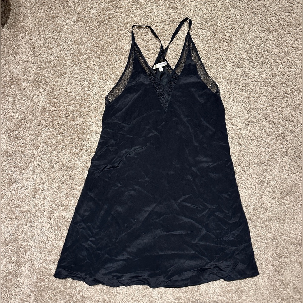 Black satin lace Slip Dress